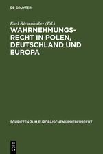 Vorderes Coverbild Wahrnehmungsrecht in Polen, Deutschland und Europa