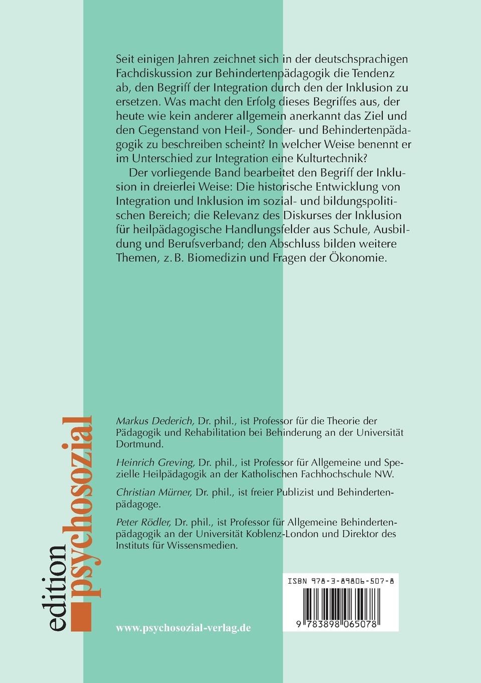Rückseitencover Inklusion statt Integration?