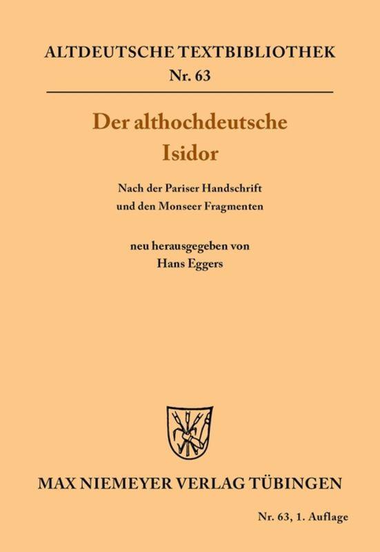 Vorderes Coverbild Der althochdeutsche Isidor