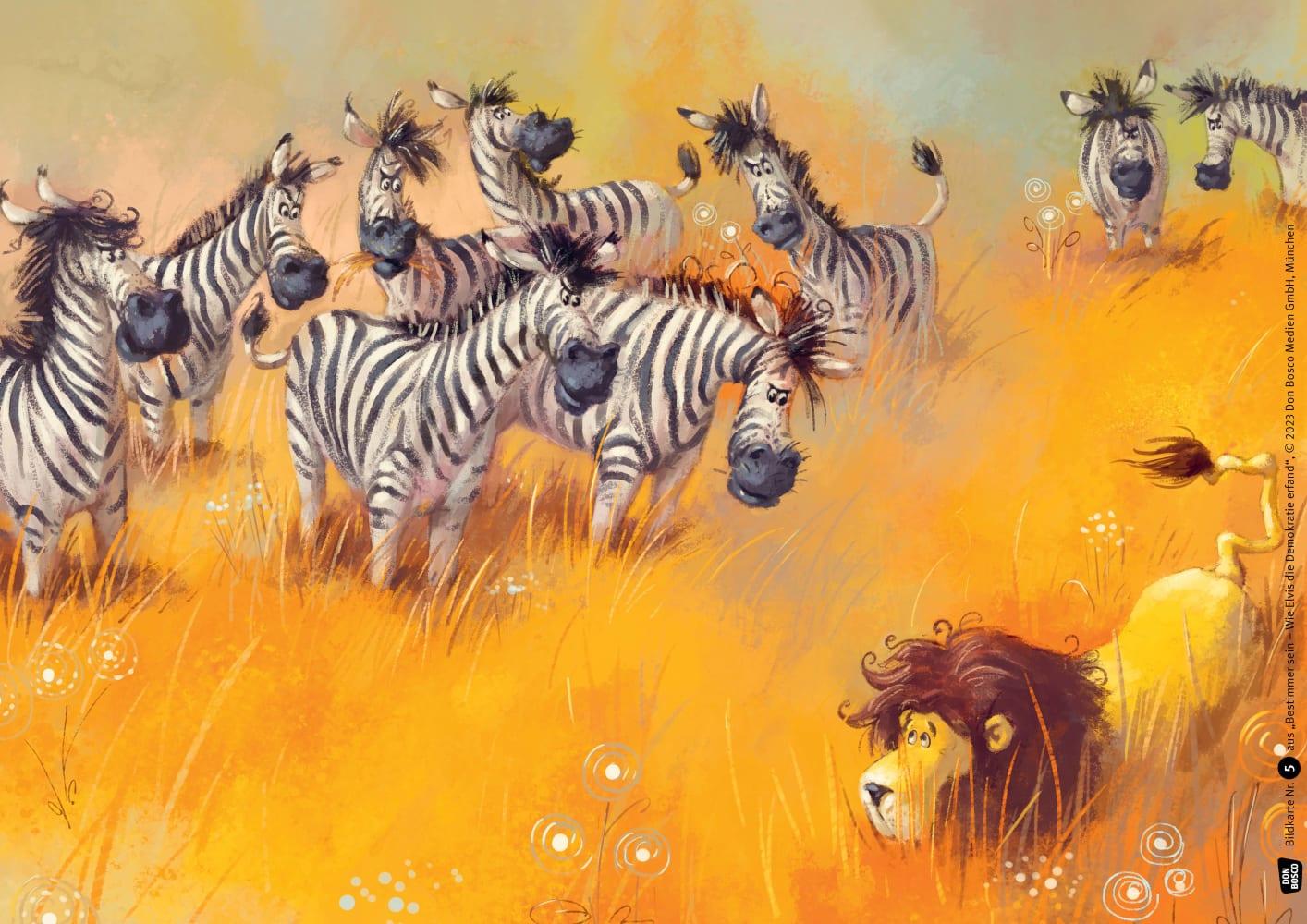 Beispielinhalt (Bild) Bestimmer sein. Wie Elvis die Demokratie erfand. Kamishibai Bildkartenset