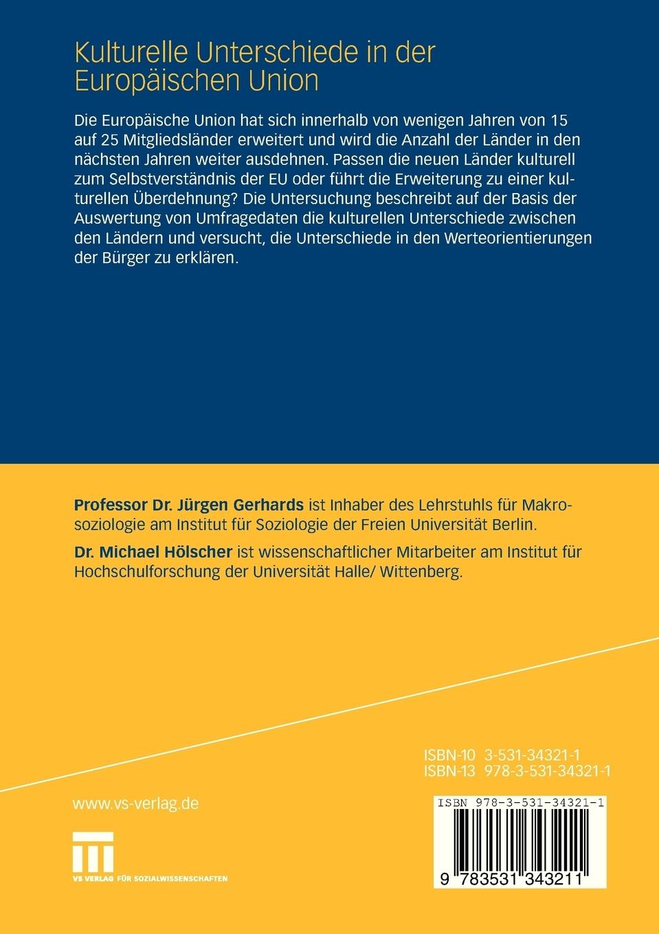 Rückseitencover Kulturelle Unterschiede in der Europäischen Union