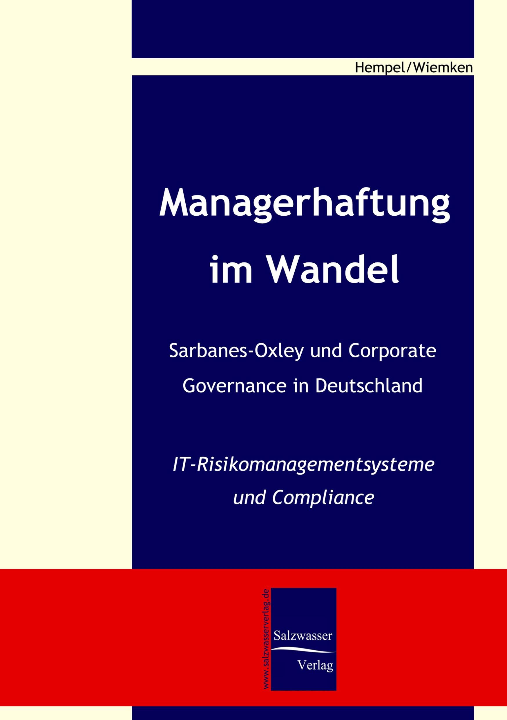 Vorderes Coverbild Managerhaftung im Wandel -Sarbanes-Oxley und Corporate Governance in Deutschland