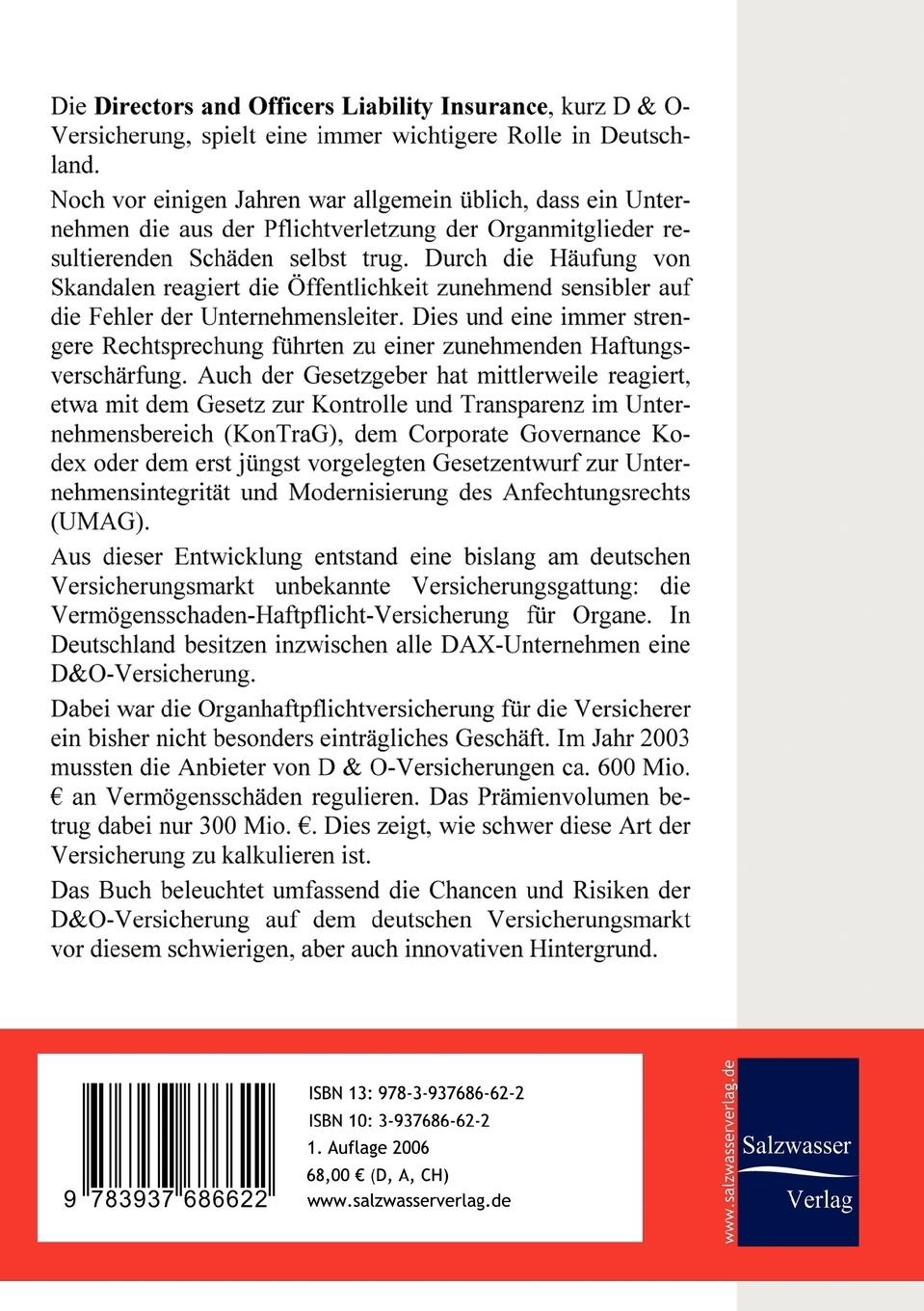 Rückseitencover D&O-Versicherungen