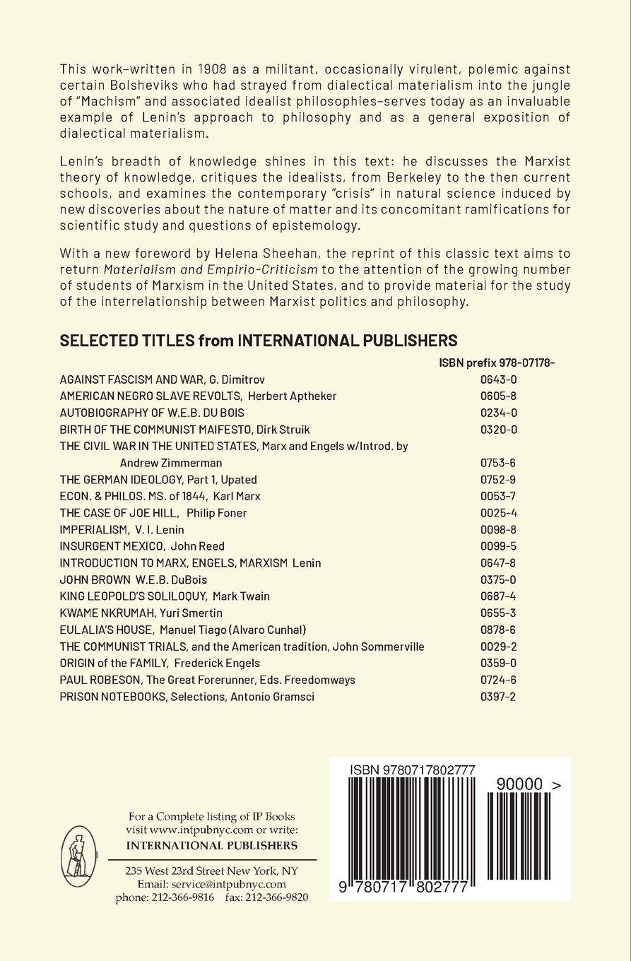 Rückseitencover Materialism and Empirio-Criticism
