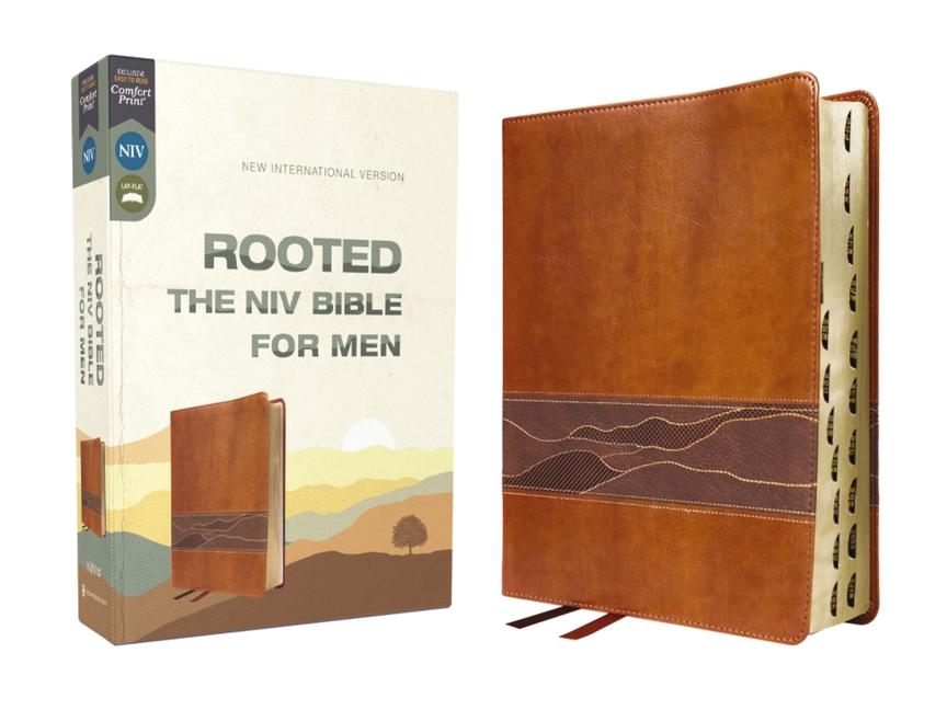 Vorderes Coverbild Rooted: The NIV Bible for Men, Leathersoft, Brown, Thumb Indexed, Comfort Print