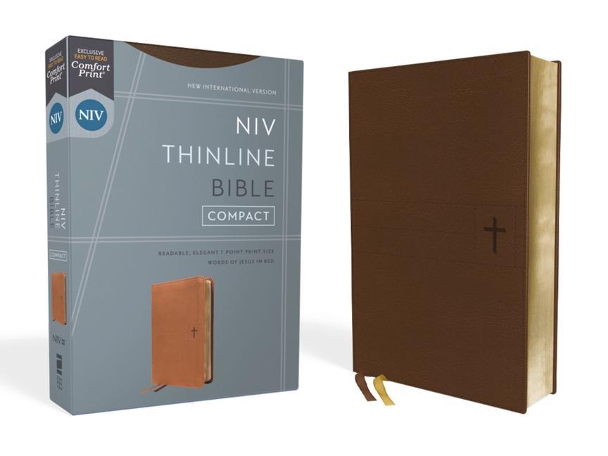 Vorderes Coverbild Niv, Thinline Bible, Compact, Leathersoft, Brown, Red Letter, Comfort Print