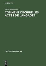 Vorderes Coverbild Comment décrire les actes de langage?