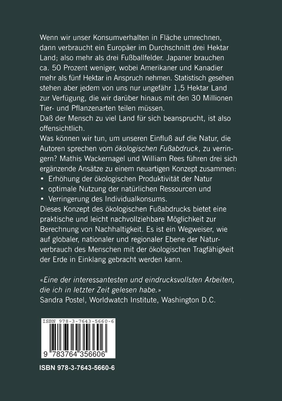 Rückseitencover Unser ökologischer Fußabdruck