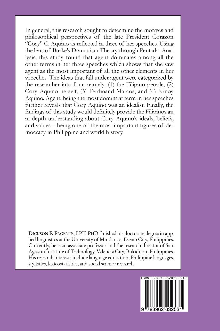 Rückseitencover Motives and Philosophical Perspectives of President Corazon C. Aquino as Reflected in her Speeches