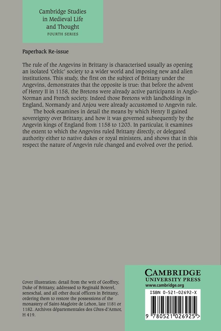 Rückseitencover Brittany and the Angevins