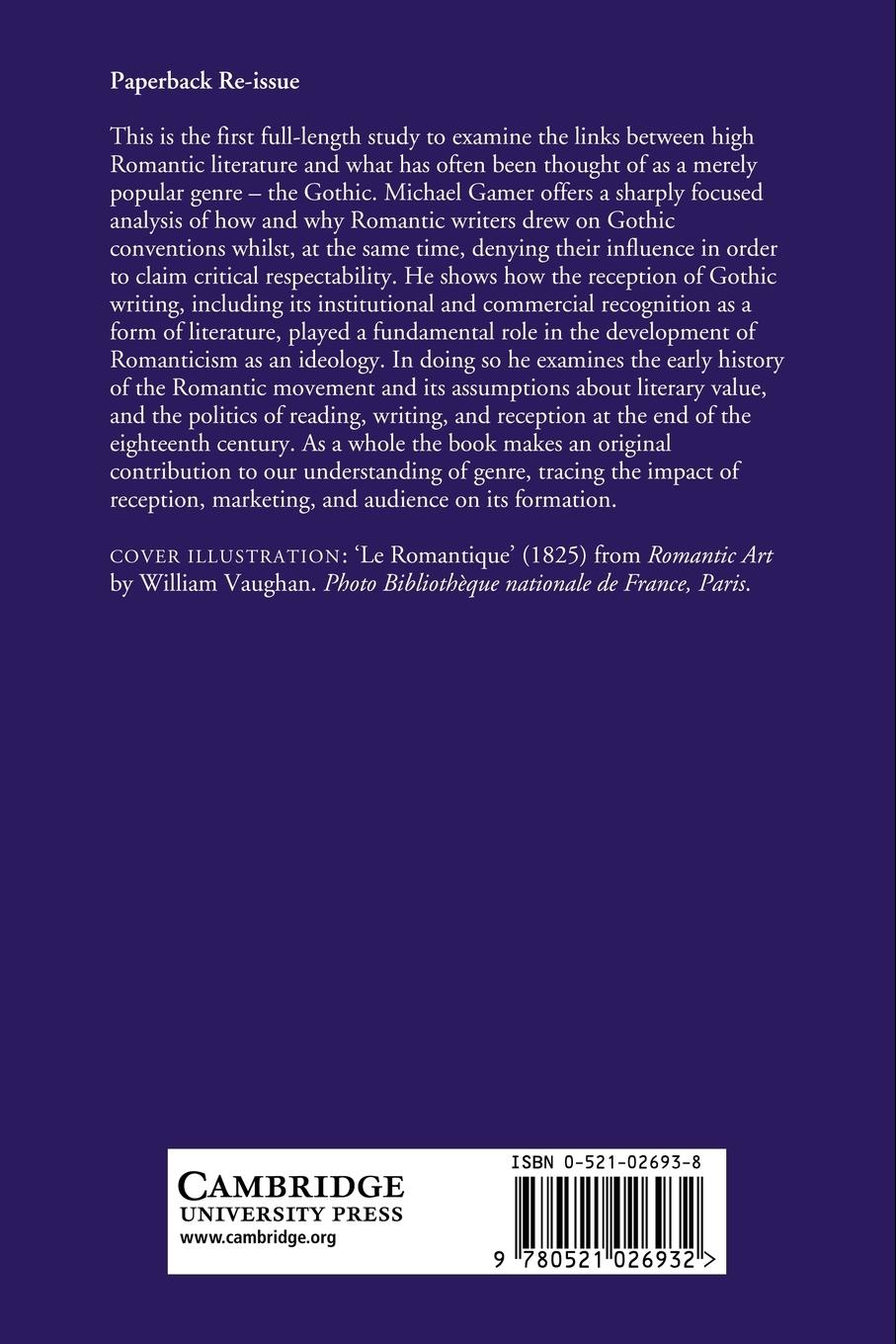 Rückseitencover Romanticism and the Gothic