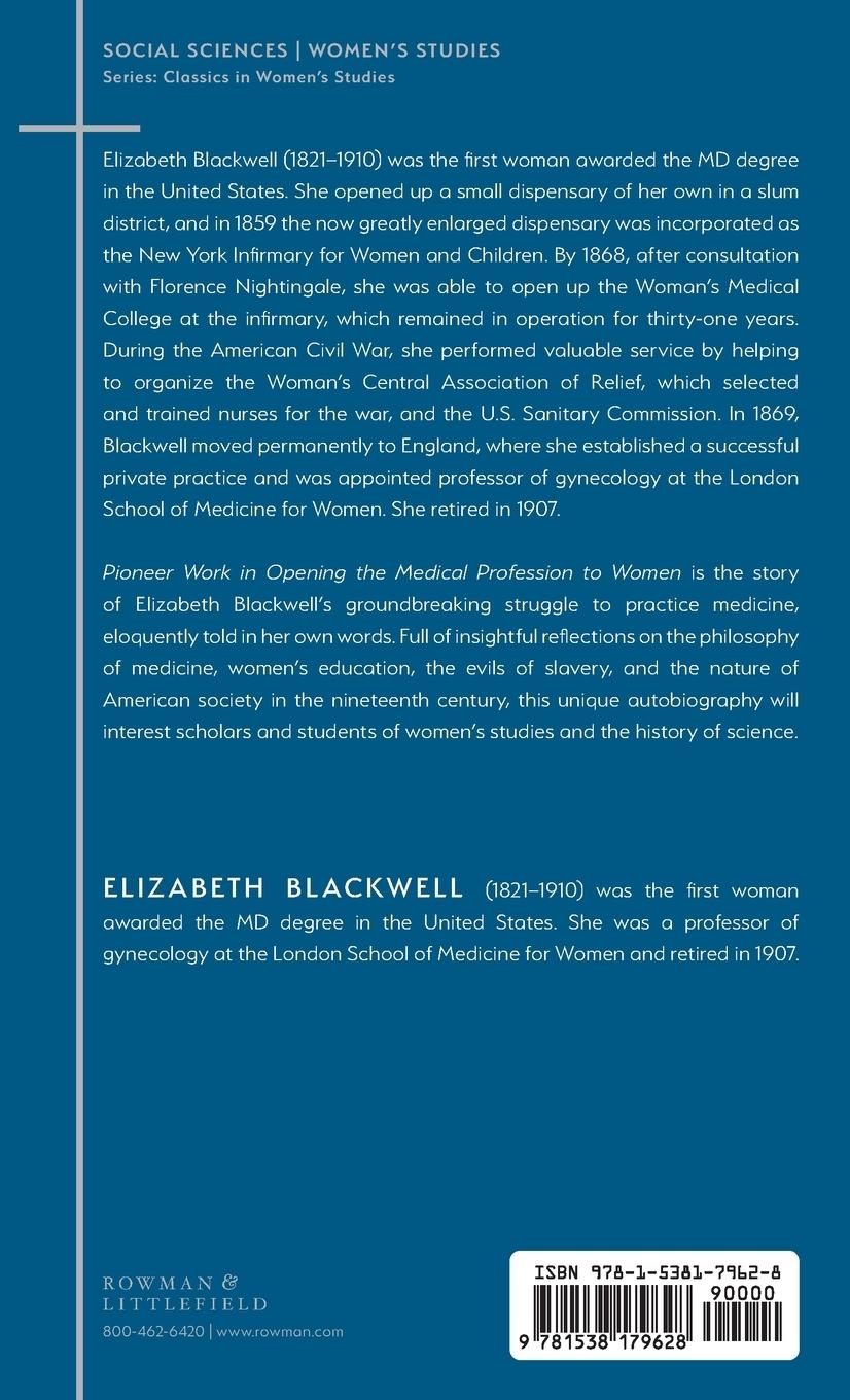 Rückseitencover Pioneer Work in Opening the Medical Profession to Women