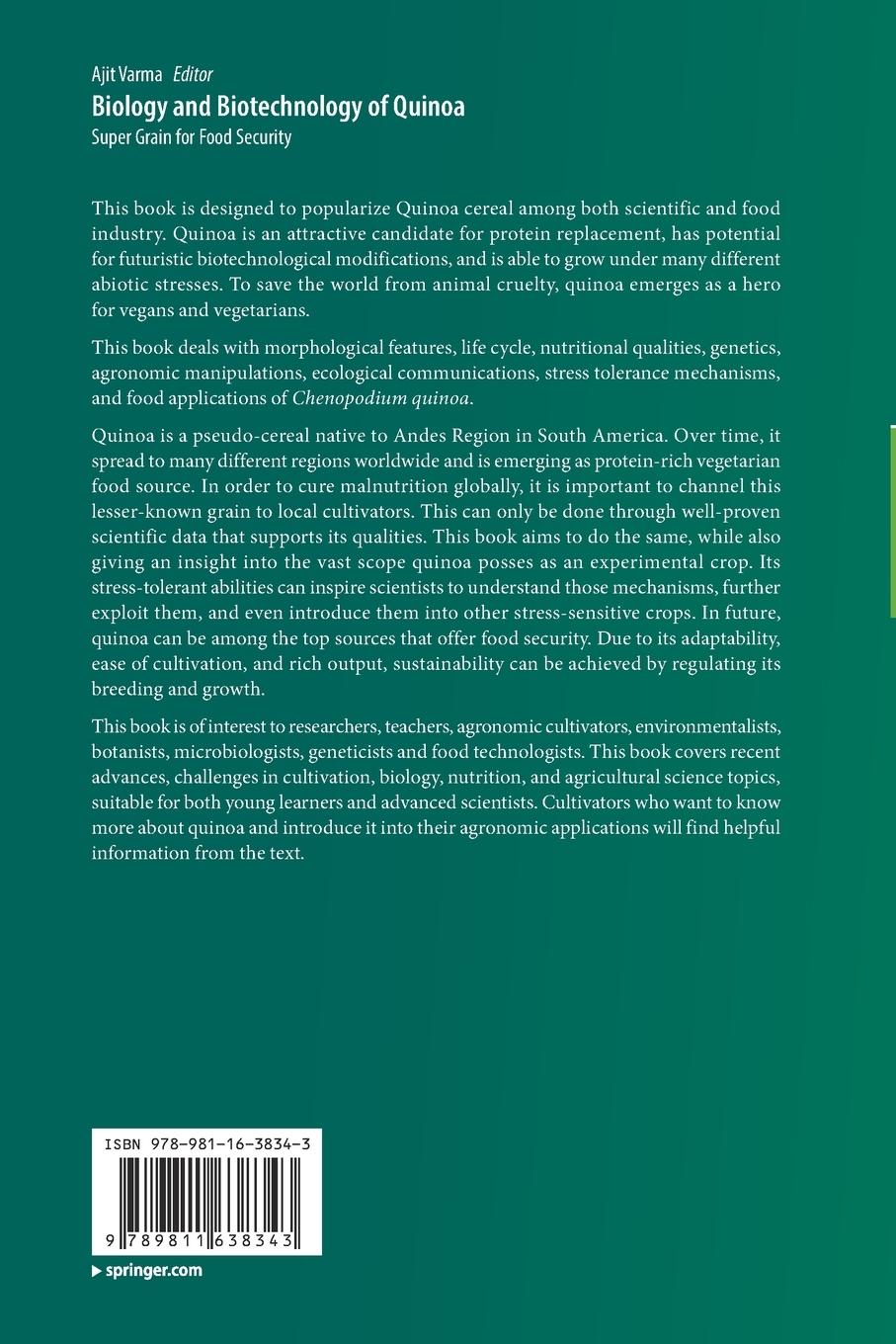 Rückseitencover Biology and Biotechnology of Quinoa