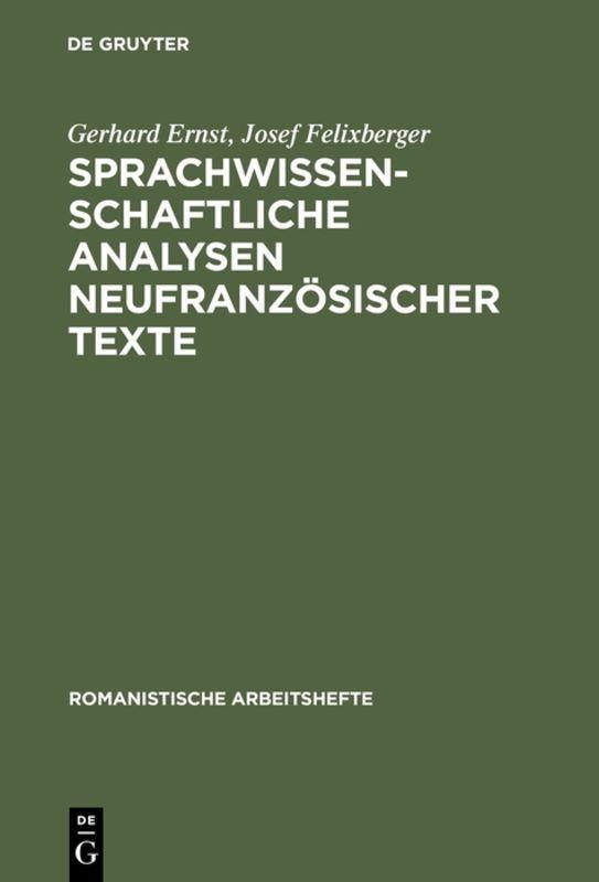 Vorderes Coverbild Sprachwissenschaftliche Analysen neufranzösischer Texte