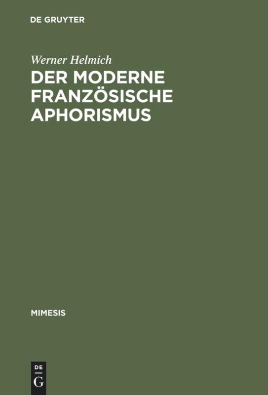 Vorderes Coverbild Der moderne französische Aphorismus