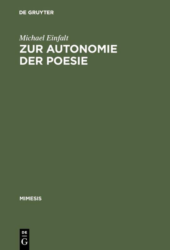 Vorderes Coverbild Zur Autonomie der Poesie