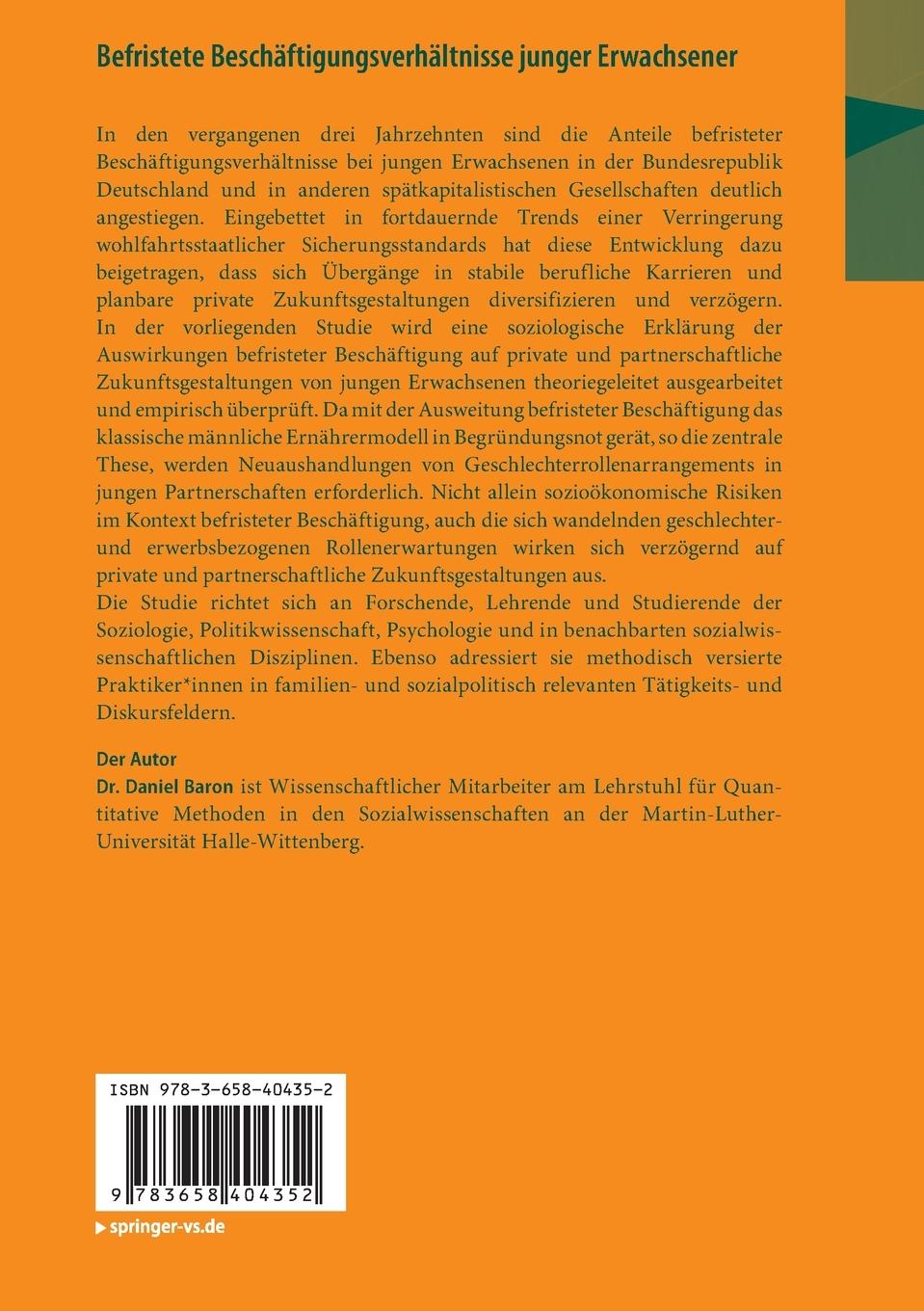 Rückseitencover Befristete Beschäftigungsverhältnisse junger Erwachsener