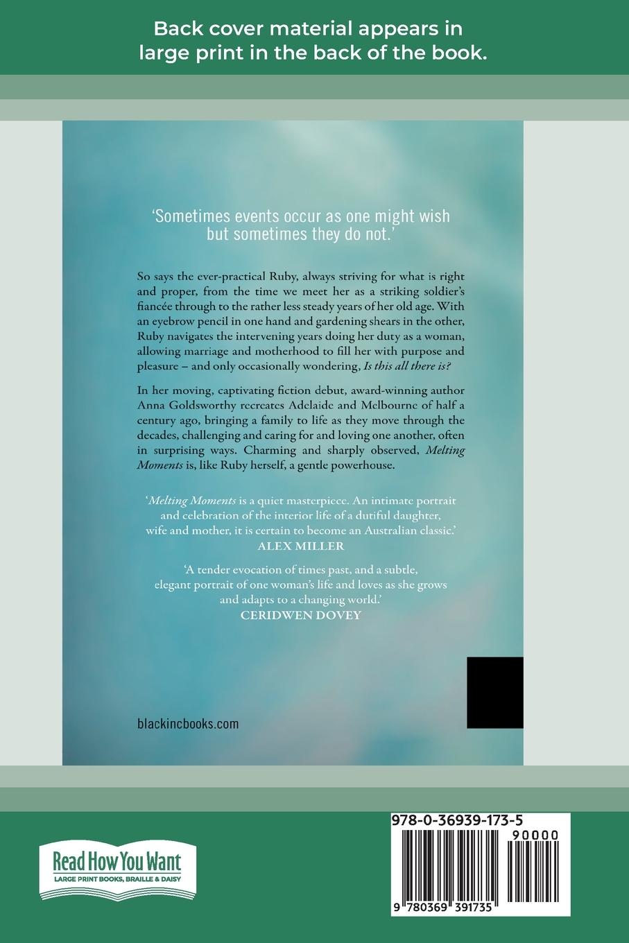 Rückseitencover Melting Moments (Large Print 16 Pt Edition)