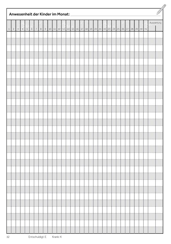 Beispielinhalt (Bild) Das Kita-Gruppentagebuch (DIN A 4, Variante "Orange")