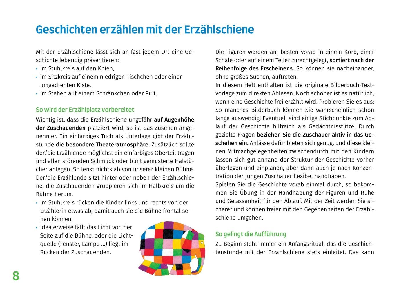 Beispielinhalt (Bild) Elmar. Erzählschienen-Figurenset
