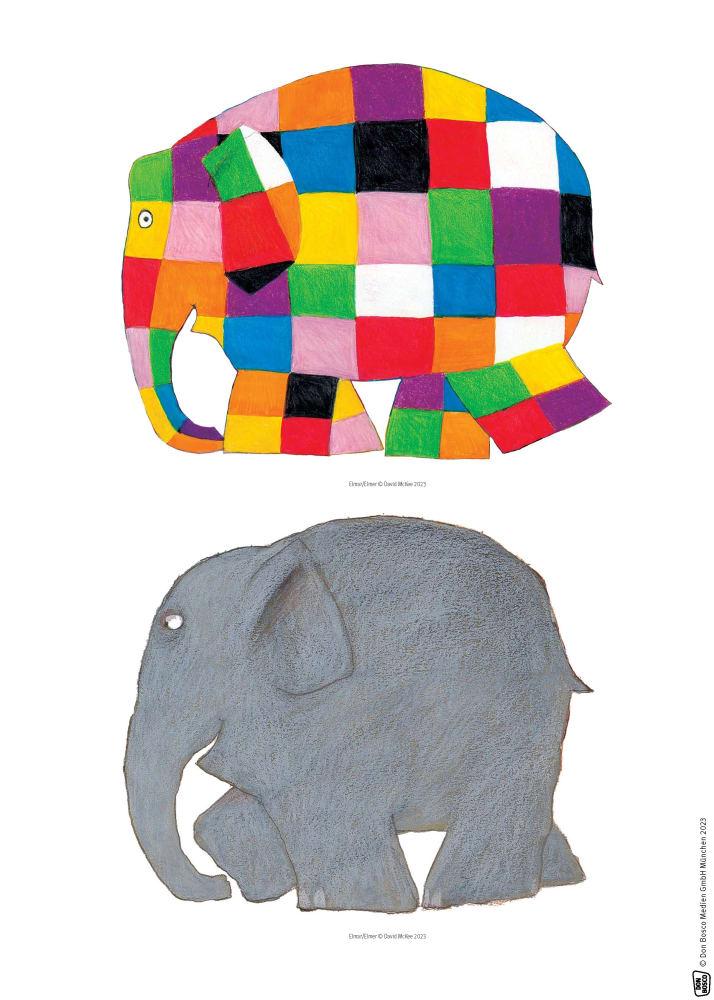 Beispielinhalt (Bild) Elmar. Erzählschienen-Figurenset