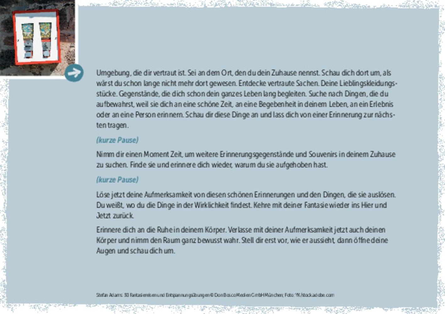 Beispielinhalt (Bild) 30 Fantasiereisen und Entspannungsübungen