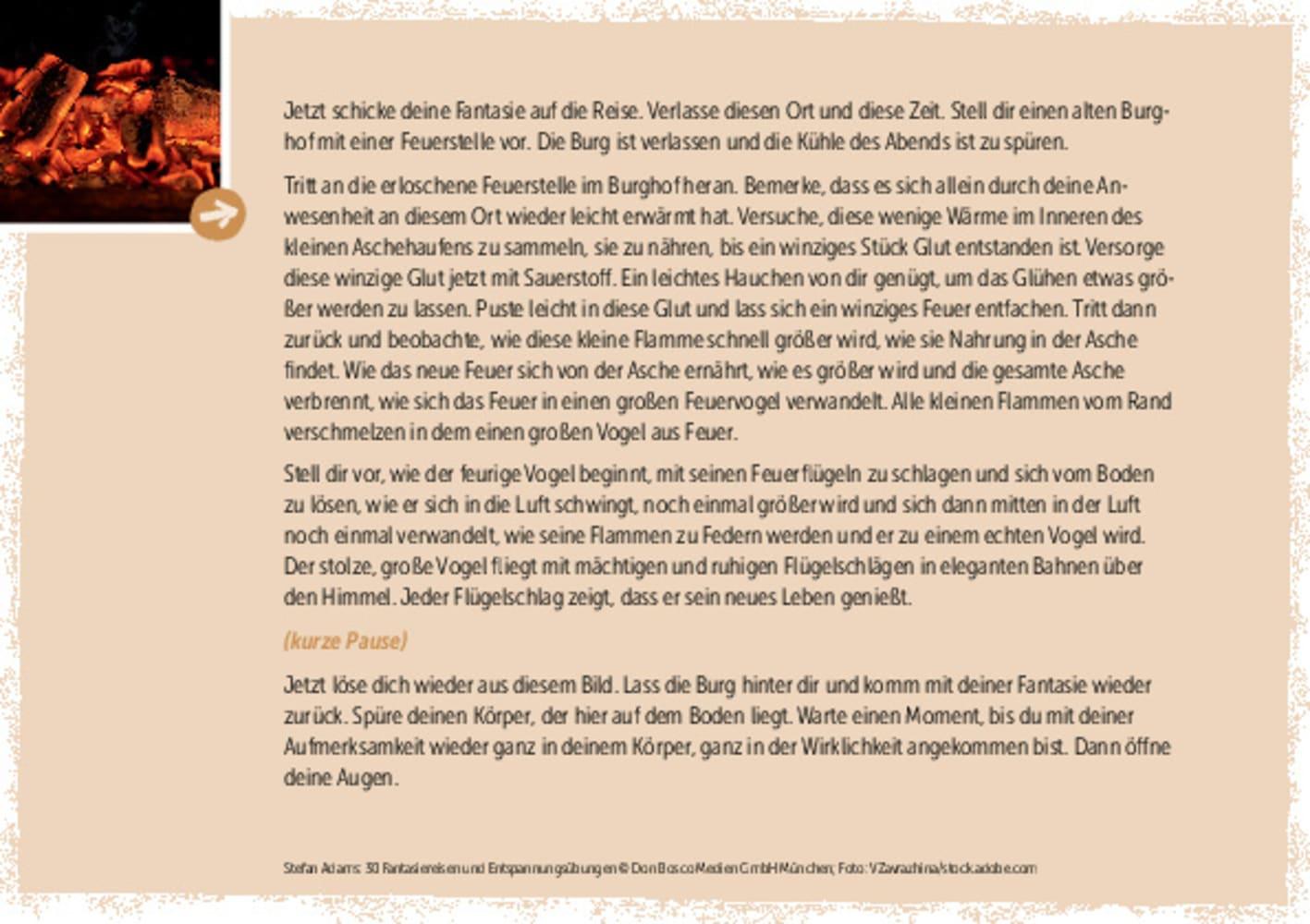 Beispielinhalt (Bild) 30 Fantasiereisen und Entspannungsübungen