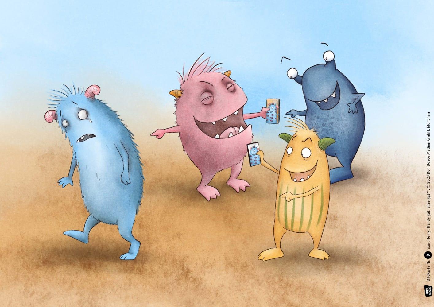 Beispielinhalt (Bild) Henry: Handy gut, alles gut? Kamishibai Bildkartenset