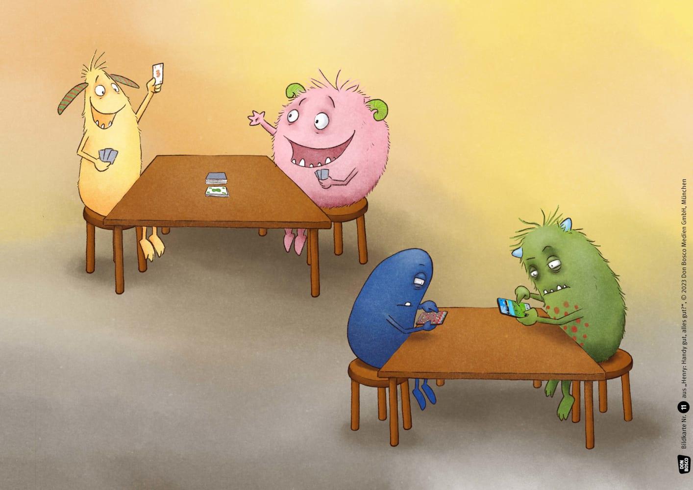 Beispielinhalt (Bild) Henry: Handy gut, alles gut? Kamishibai Bildkartenset