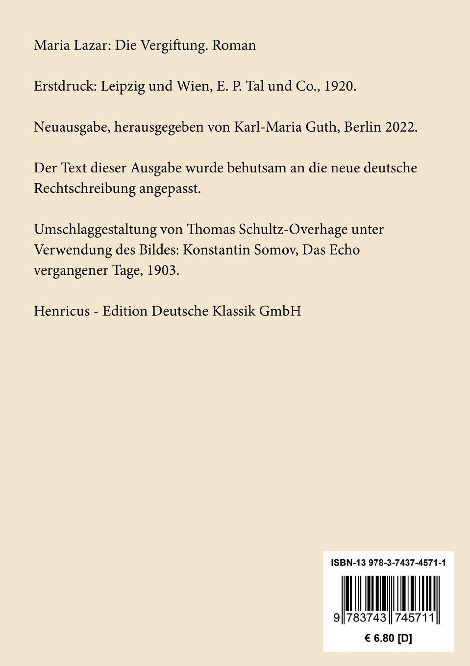 Rückseitencover Die Vergiftung