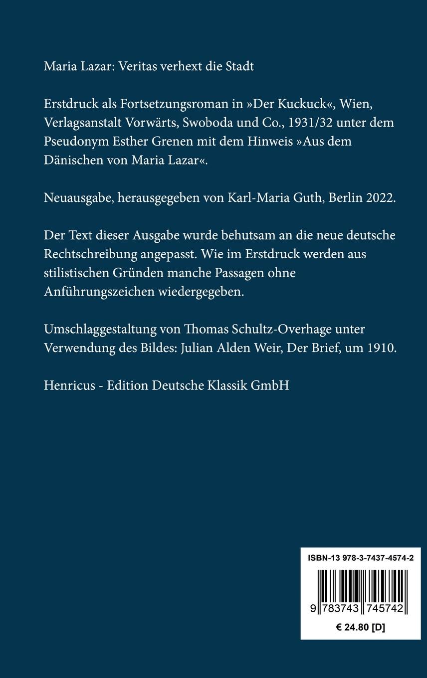 Rückseitencover Veritas verhext die Stadt