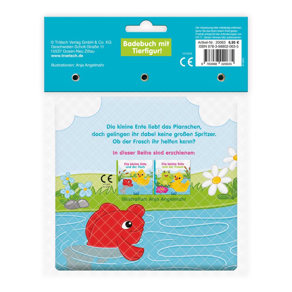 Beispielinhalt (Bild) Trötsch Badebuch mit Tierfigur Die kleine Ente und der Frosch