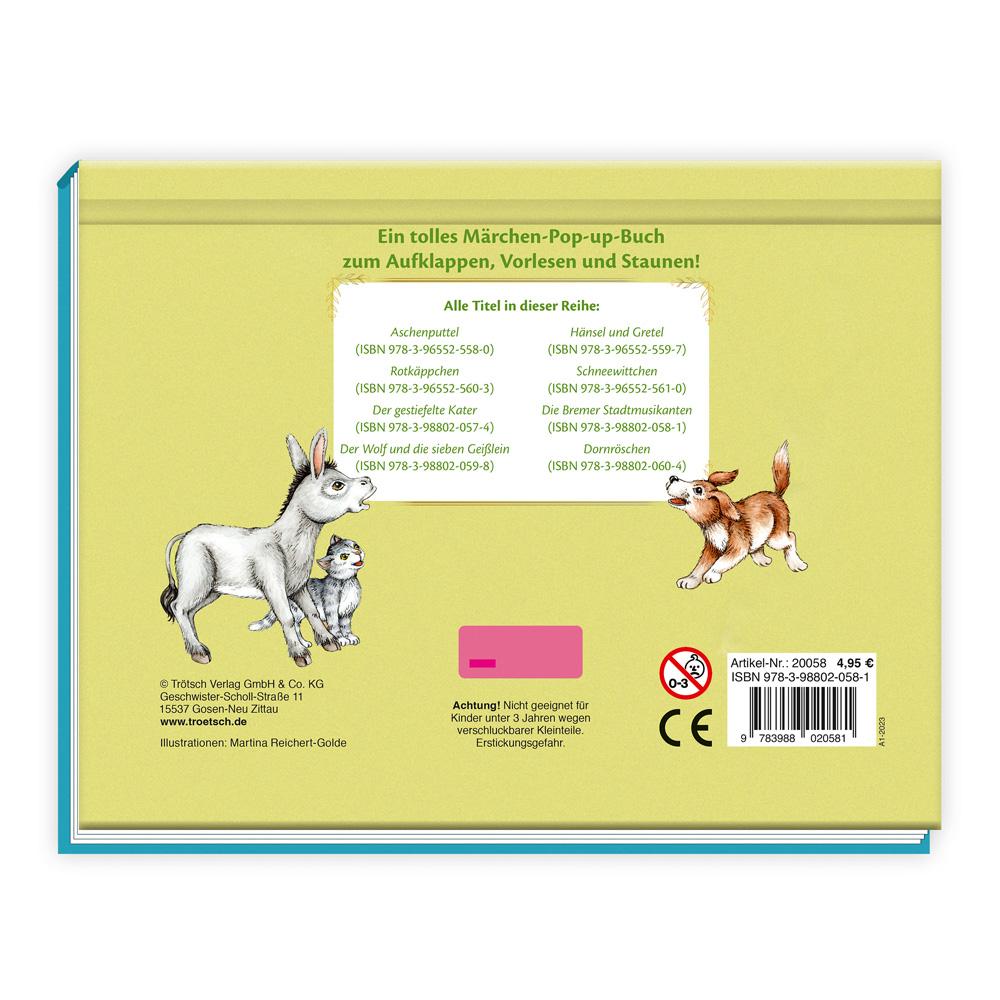 Beispielinhalt (Bild) Trötsch Märchenbuch Pop-up-Buch Die Bremer Stadtmusikanten