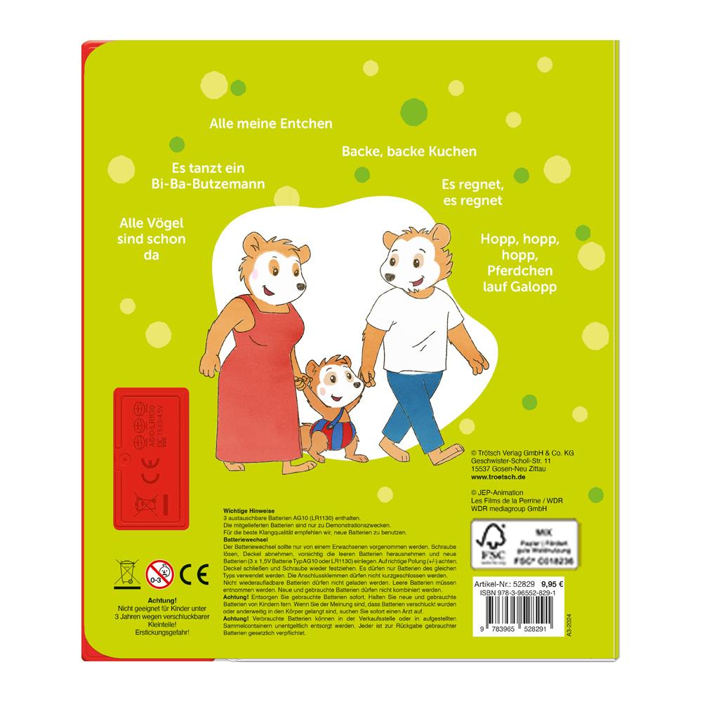 Rückseitencover Trötsch Bobo Siebenschläfer Soundbuch Erste Kinderlieder
