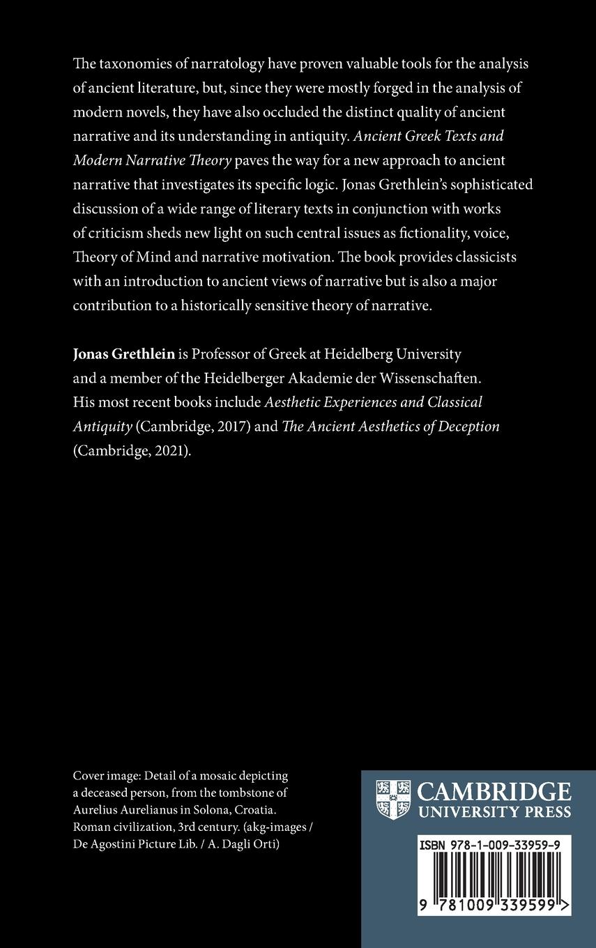 Rückseitencover Ancient Greek Texts and Modern Narrative Theory