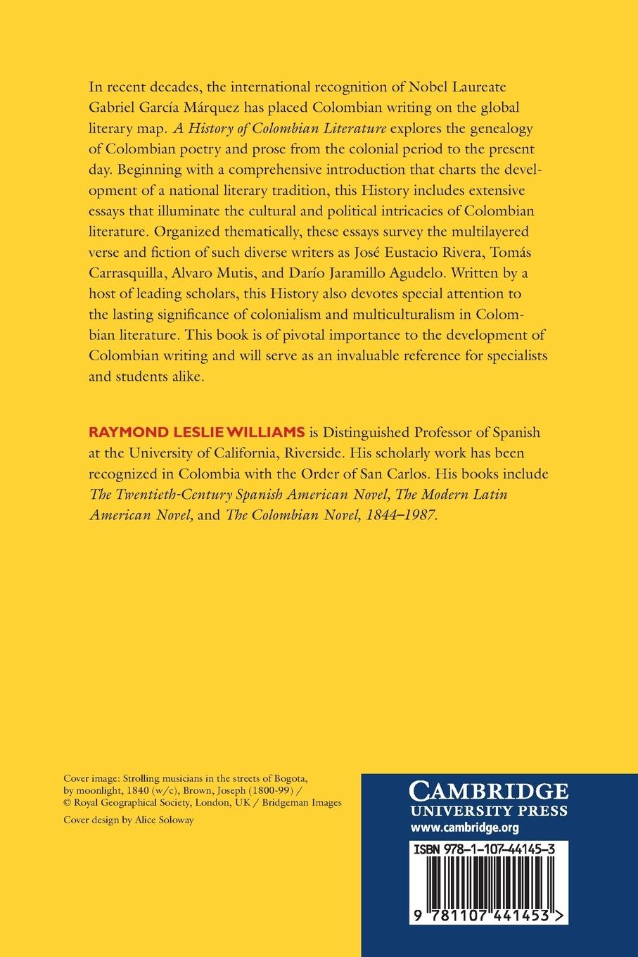 Rückseitencover A History of Colombian Literature