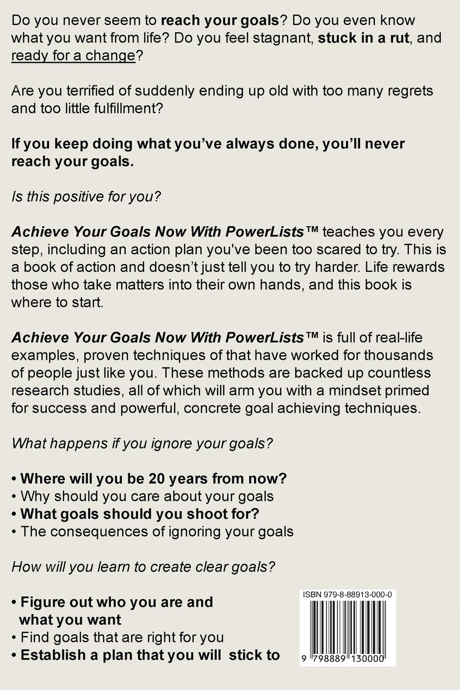 Rückseitencover Achieve Your Goals Now With PowerLists(TM)