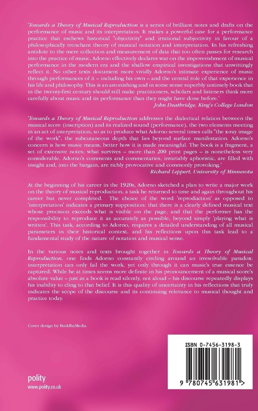 Rückseitencover Towards a Theory of Musical Reproduction