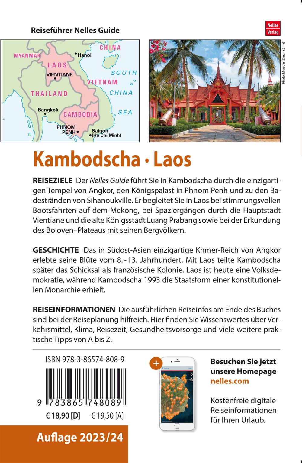 Rückseitencover Nelles Guide Reiseführer Kambodscha - Laos