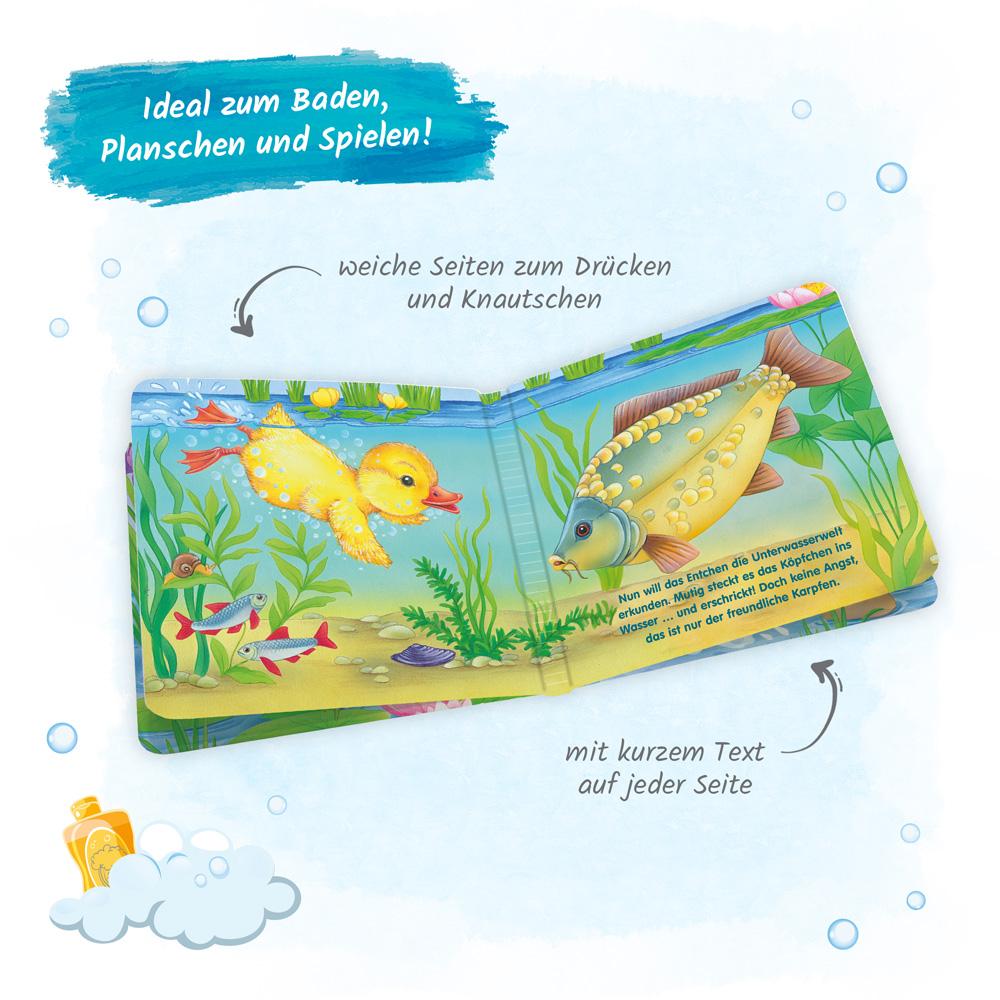 Beispielinhalt (Bild) Trötsch Badebuch mit Tierfigur Die kleine Ente