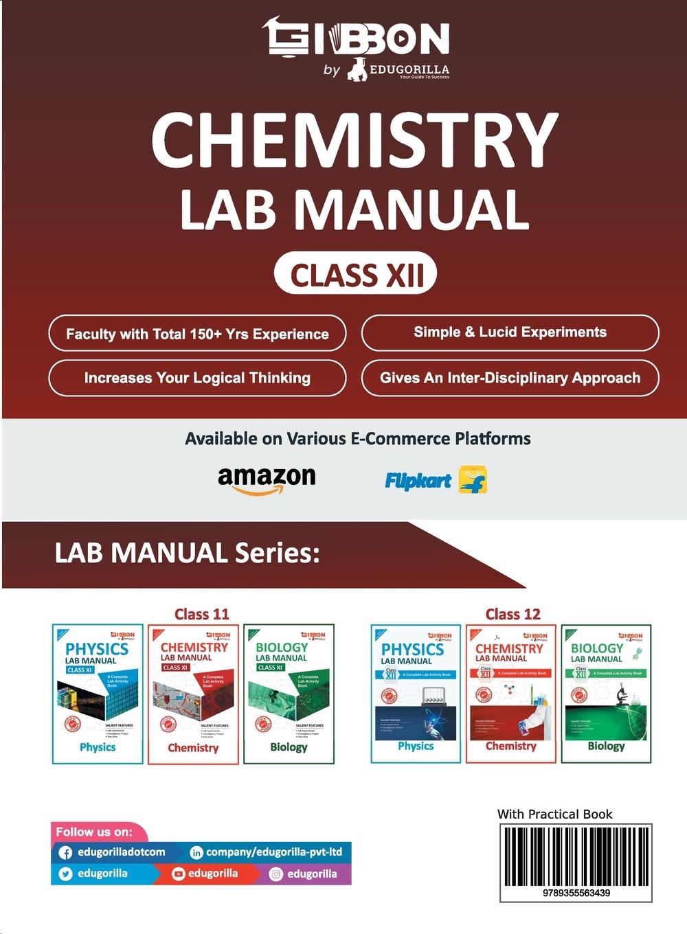 Rückseitencover Chemistry Lab Manual Class XII | follows the latest CBSE syllabus and other State Board following the CBSE Curriculam.