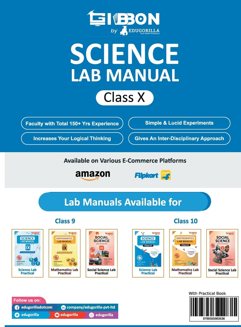 Rückseitencover Science Lab Manual Class X | follows the latest CBSE syllabus and other State Board following the CBSE Curriculam.