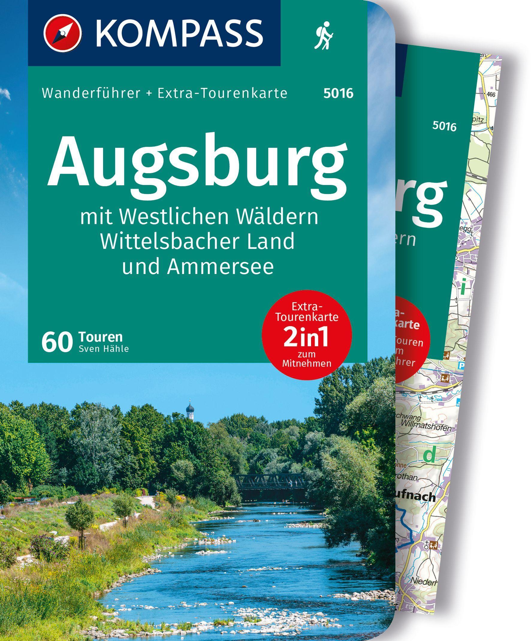 Vorderes Coverbild KOMPASS Wanderführer Augsburg mit Westlichen Wäldern, Wittelsbacher Land und Ammersee, 60 Touren mit Extra-Tourenkarte