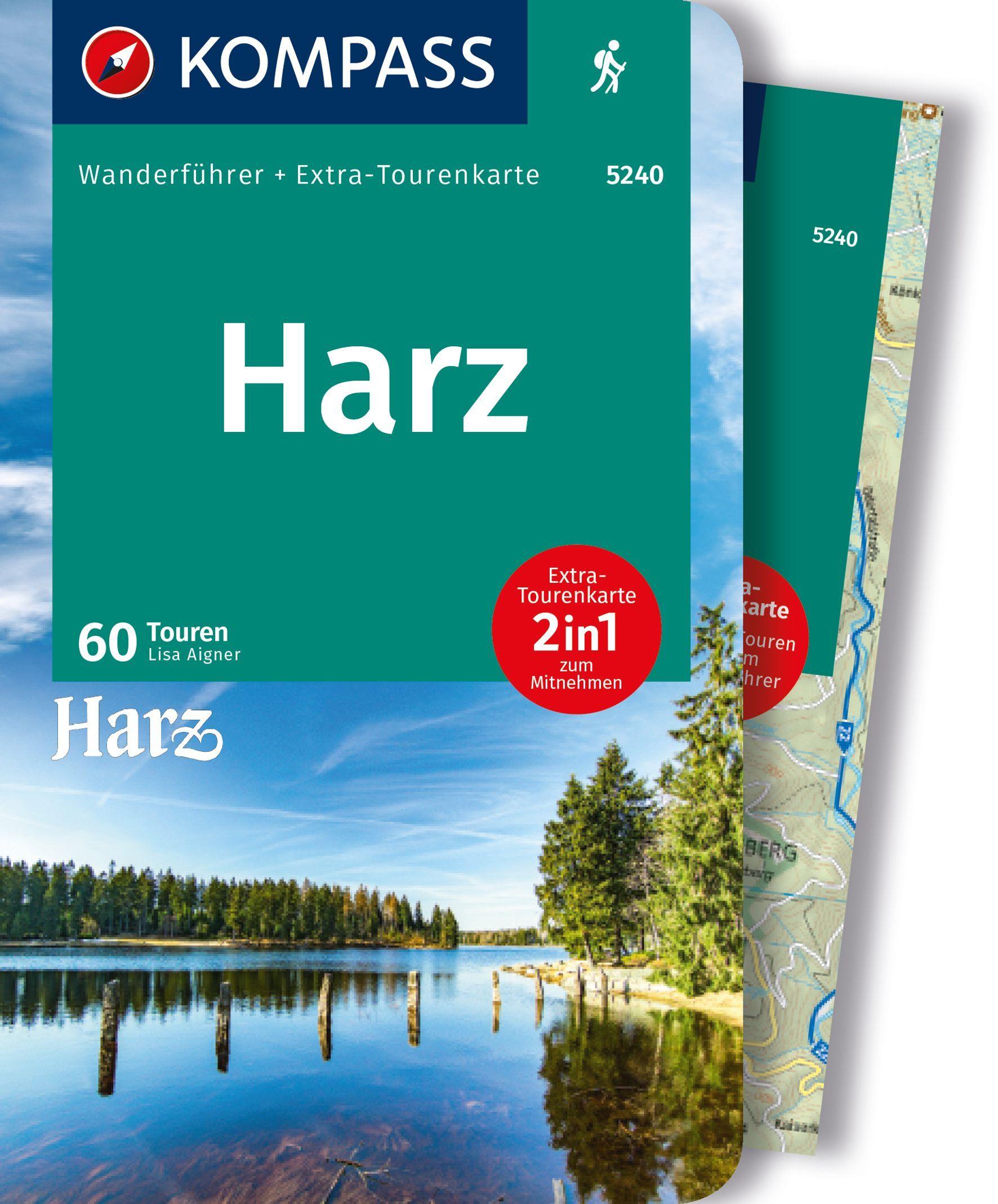 Vorderes Coverbild KOMPASS Wanderführer Harz, 60 Touren mit Extra-Tourenkarte