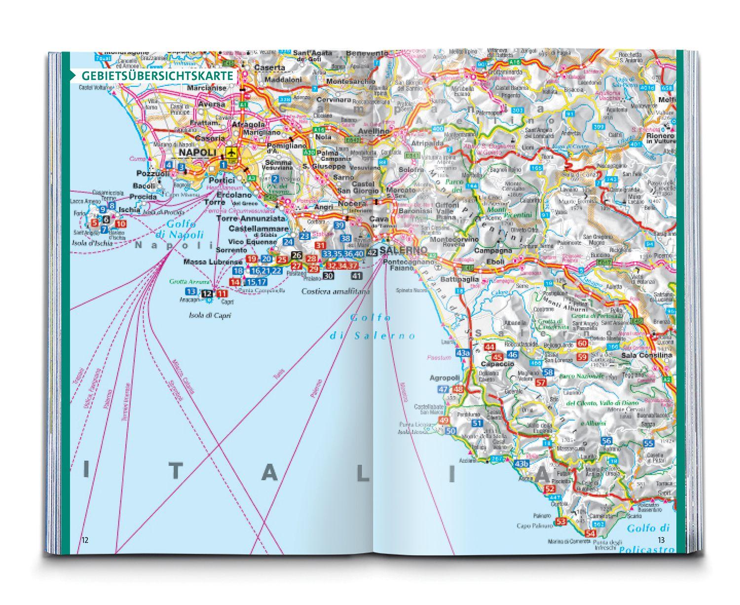 Beispielinhalt (Bild) KOMPASS Wanderführer Golf von Neapel, Ischia, Capri, Halbinsel Sorrent, Amalfi-Küste und Cilento, 60 Touren mit Extra-Tourenkarte