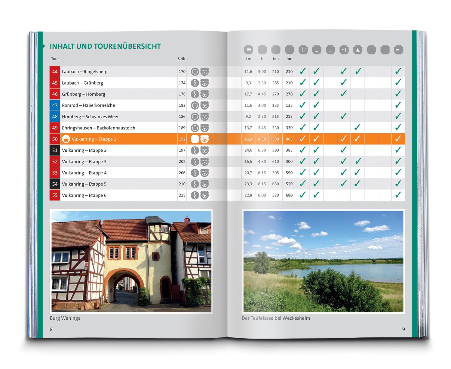 Beispielinhalt (Bild) KOMPASS Wanderführer Vogelsberg-Wetterau, 55 Touren mit Extra-Tourenkarte