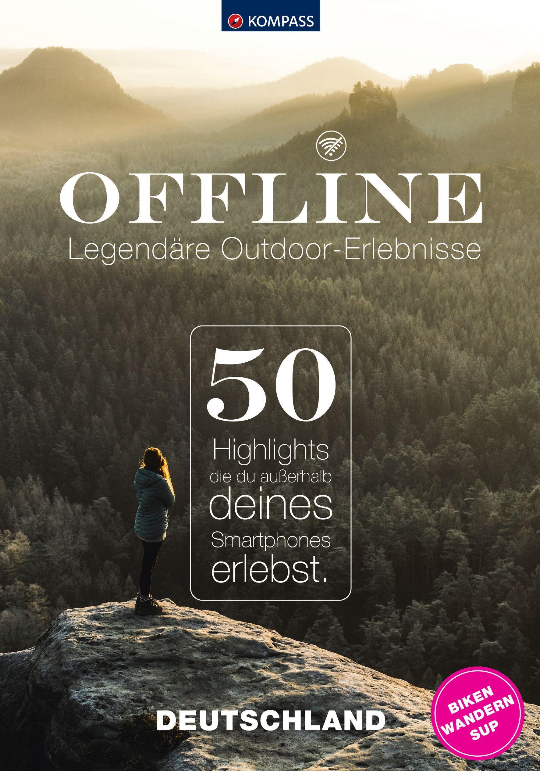 Vorderes Coverbild KOMPASS Offline, 50 Legendäre Outdoor-Erlebnisse, Deutschland