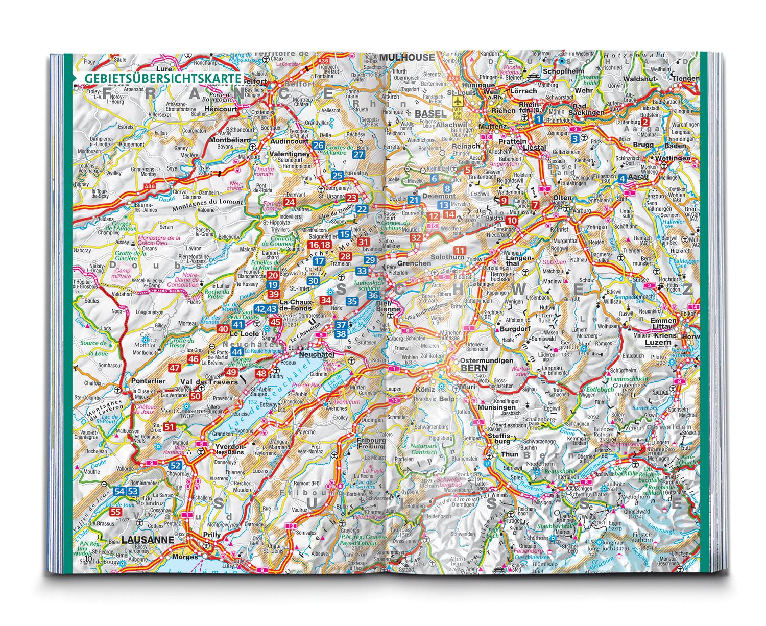 Beispielinhalt (Bild) KOMPASS Wanderführer Schweizer Jura, 55 Touren mit Extra-Tourenkarte