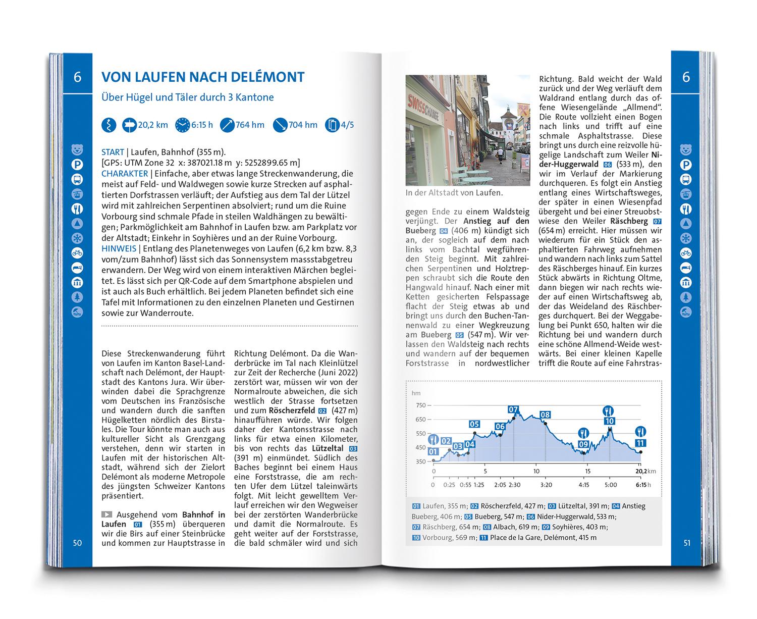 Beispielinhalt (Bild) KOMPASS Wanderführer Schweizer Jura, 55 Touren mit Extra-Tourenkarte