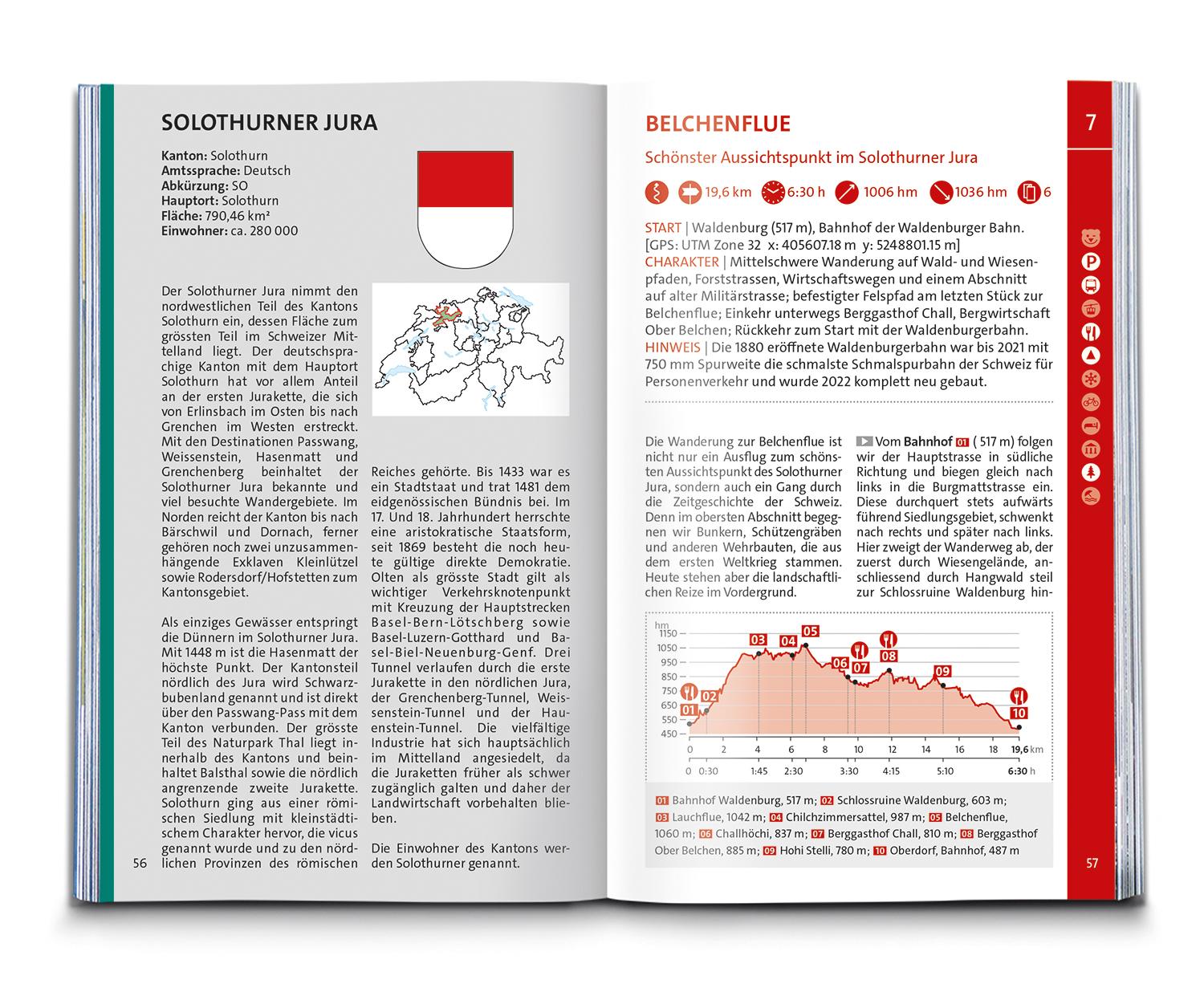 Beispielinhalt (Bild) KOMPASS Wanderführer Schweizer Jura, 55 Touren mit Extra-Tourenkarte